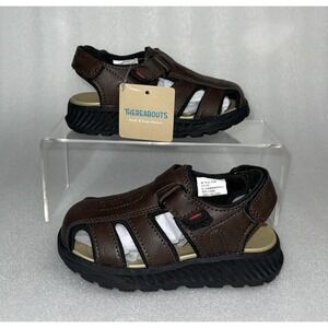 Thereabouts Lil Flow Brown Strap Sandals Adjustable Straps Toddler Boys Size 9